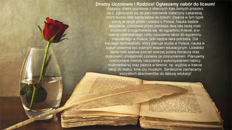 Drodzy Uczniowie i Rodzice! Ogłaszamy nabór do liceum!