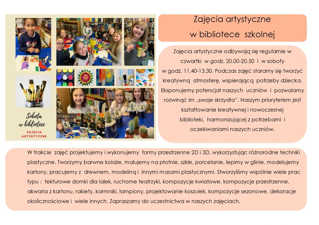 Zajęcia artystyczne w bibliotece szkolnej
