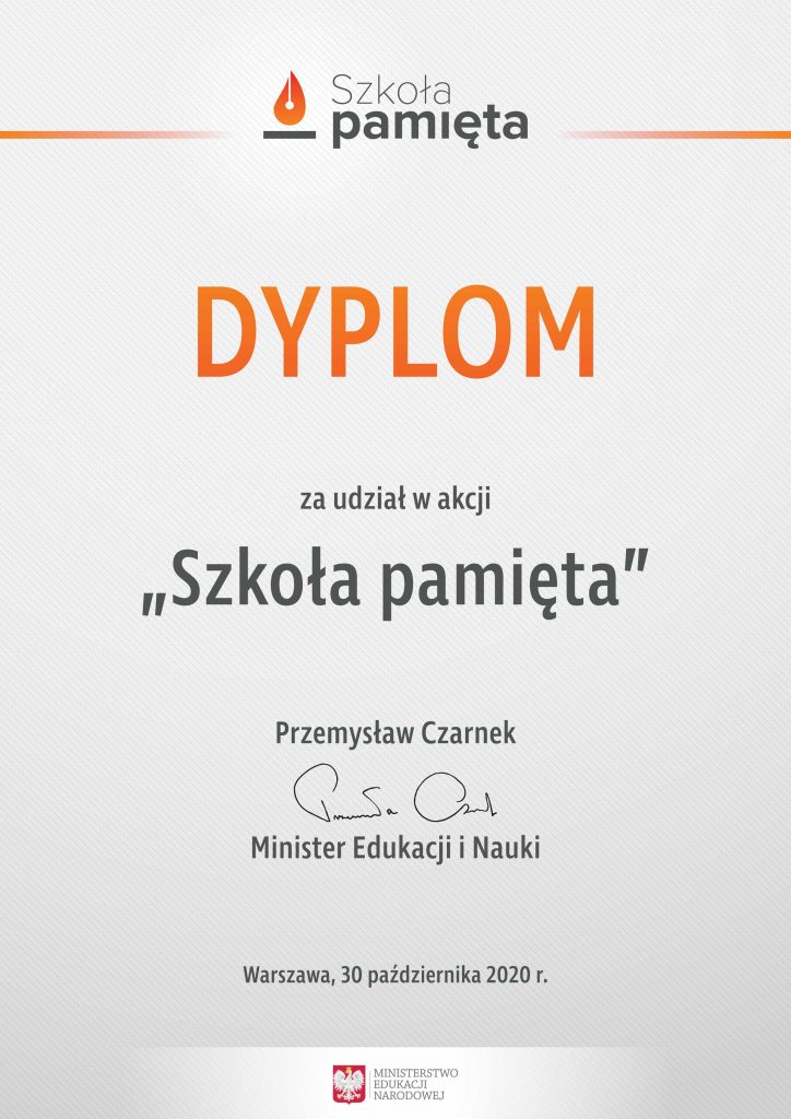 Udział w akcji Szkoła pamięta, zorganizowanej przez MEN