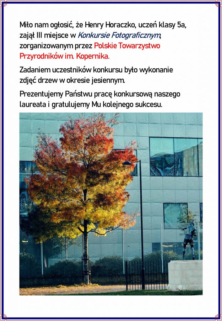 Sukces ucznia z klasy 5a