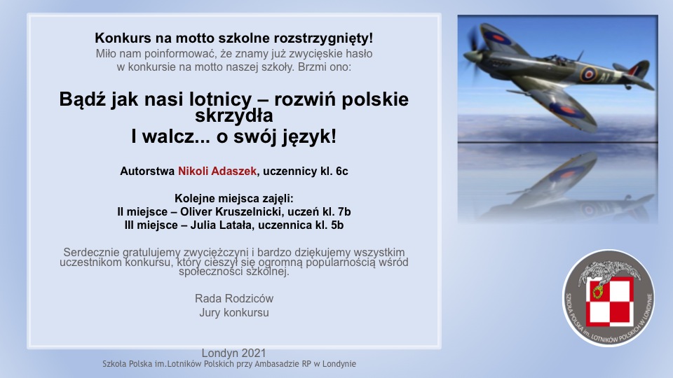 Konkurs na motto szkolne rozstrzygnięty!