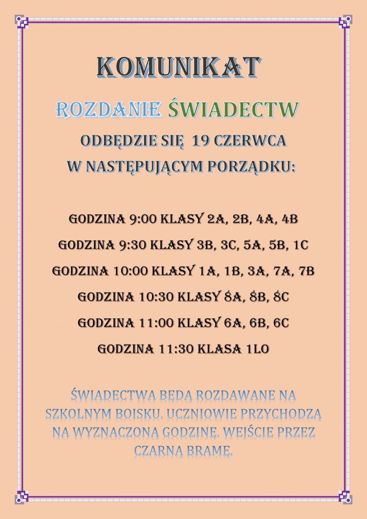 Rozdanie świadectw