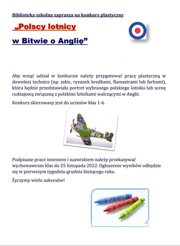 Konkurs plastyczny dla klas 1-6 szkoły podstawowej.