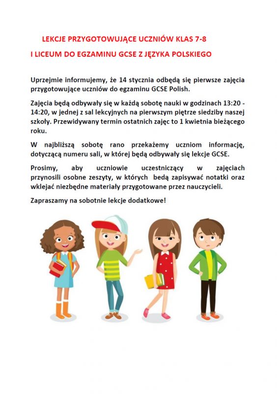 Lekcje przygotowujące do egzaminu GCSE z języka polskiego