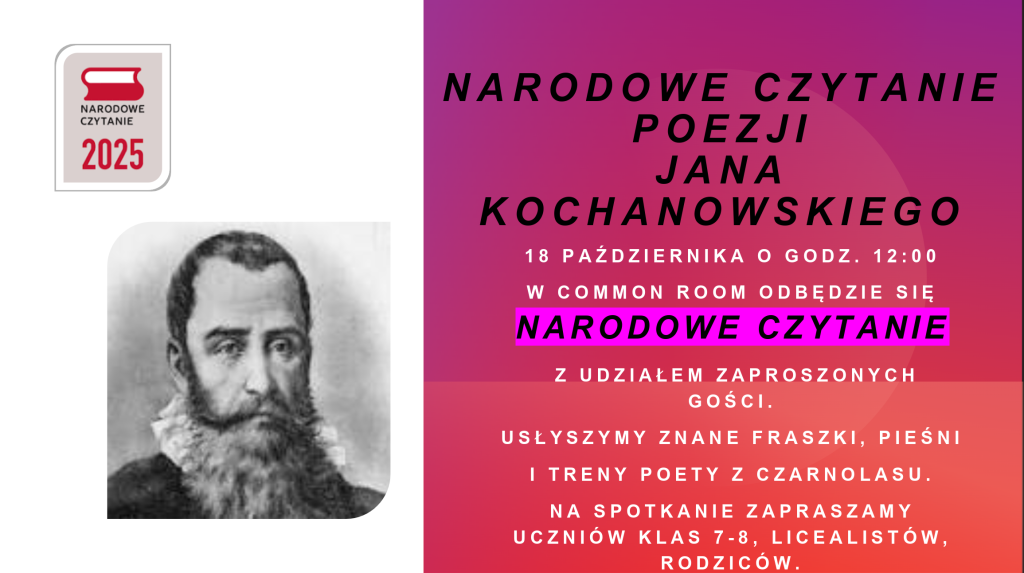 Narodowe Czytanie Poezji Jana Kochanowskiego