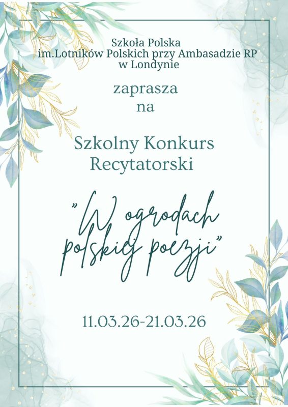 Szkolny konkurs recytatorski „W ogrodzie polskiej poezji”.