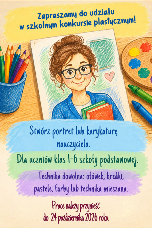 Szkolny konkurs na portret lub karykaturę nauczyciela